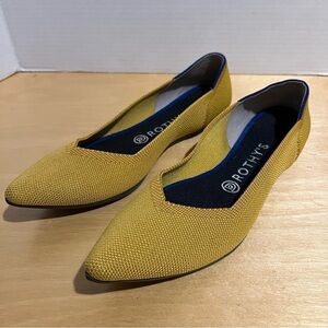 Rothy's Size 9.5 The Point Womens Yellow Textile Ballet Flat Comfort Shoes